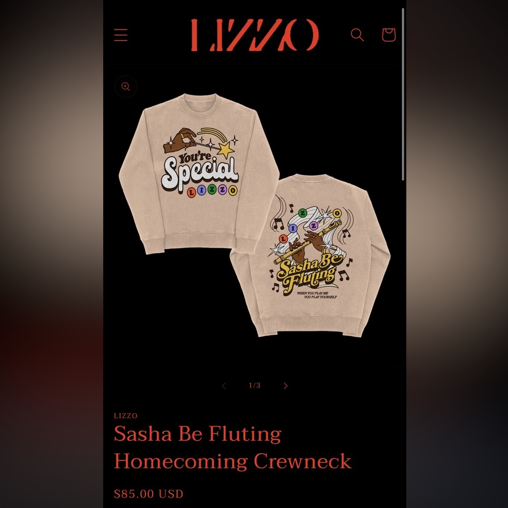 Sasha Be Fluting Homecoming Crewneck - LIZZO OFFICIAL MERCH